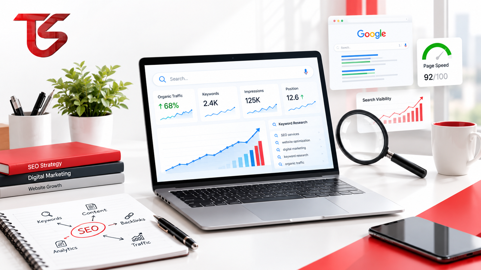 Search Engine Optimization strategy and website analytics by Top Solution Today
